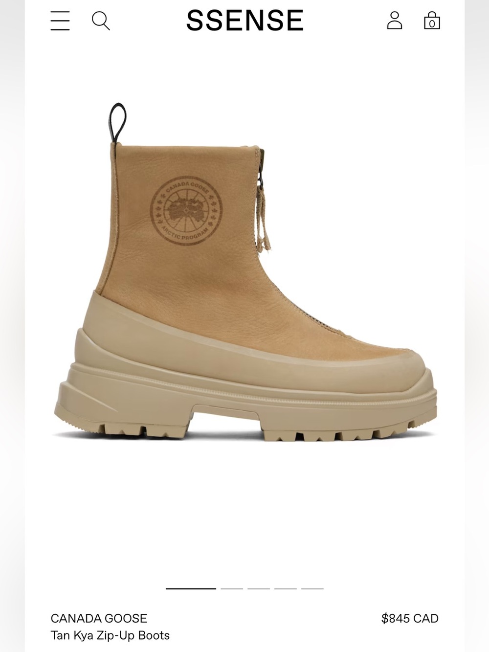 NWOT Canada Goose Tan Kya Zip-Front Ladies Boots